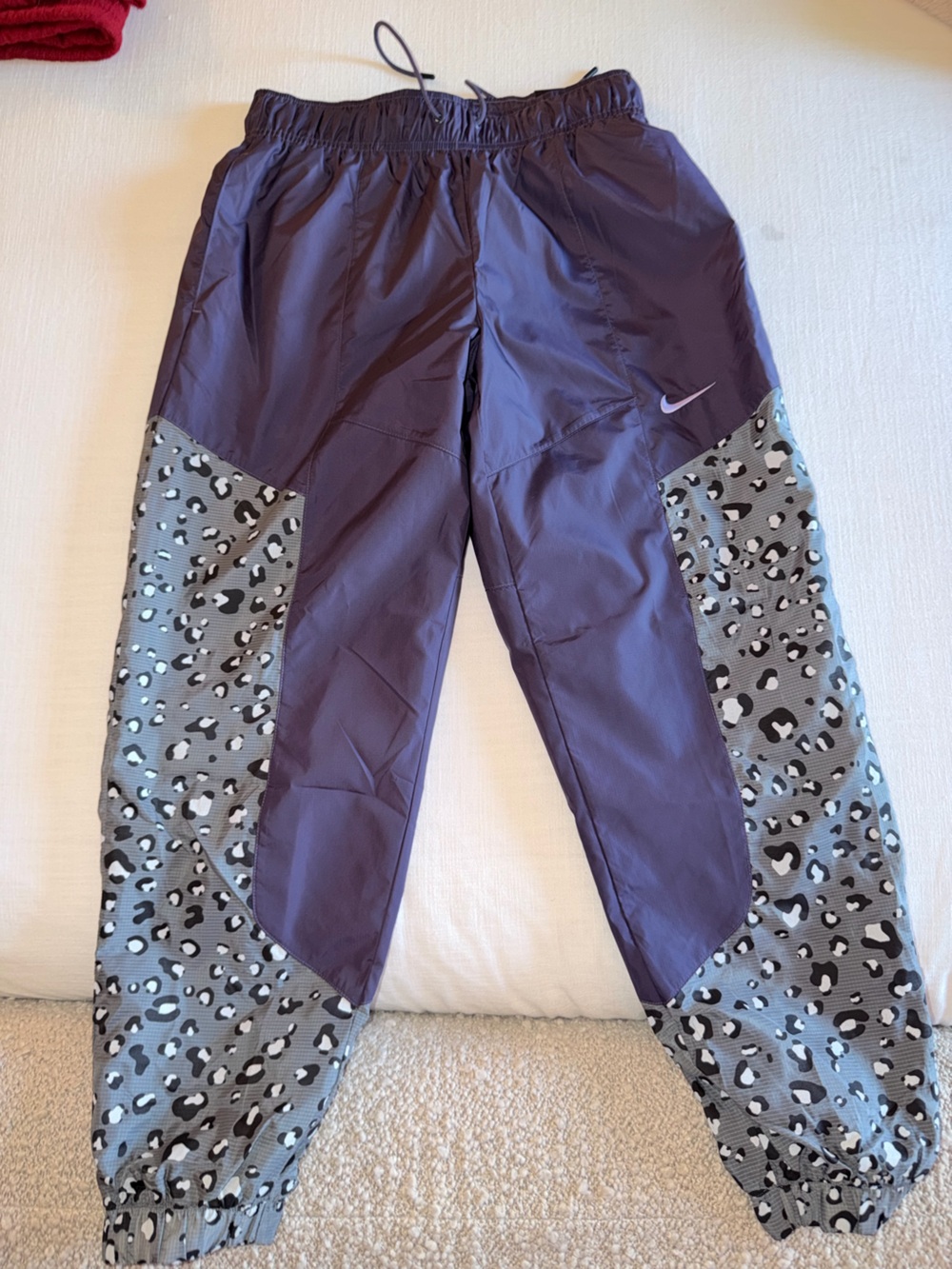 Nike Women's Purple Leopard-Accent Track Joggers